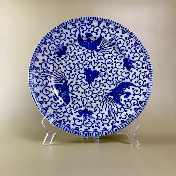 Vintage Japanese Blue & White Phoenix Plate | Hand-Painted Porcelain | Japan - Picture 4 of 7